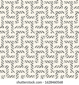 Monochrome Grained Textured Broken Geometric Pattern.