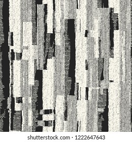 Monochrome Grained Textured Striped Distressed Background. Seamless Pattern.