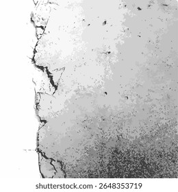 Textura áspera granulada monocromática de concreto, mistura de gesso de cimento em fundo quadrado. Traçados de pincel, bordas biseladas rasgadas aplicadas com espátula em tons de cinza. Eps10