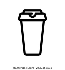 Monochrome Graphic of a Disposable Paper Cup with Secure Top Cover