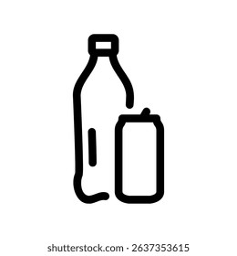 Monochrome Graphic of a Drink Bottle Alongside a Tumbler or Can