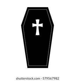 monochrome graphic halloween with coffin