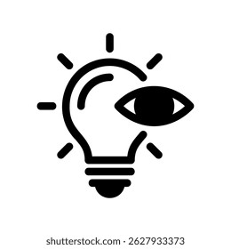 Monochrome Graphic of an Illuminated Bulb Containing an Eye for Clarity