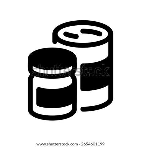 Monochrome Graphic of Non Perishable Food Supplies, a Tin and a Jar