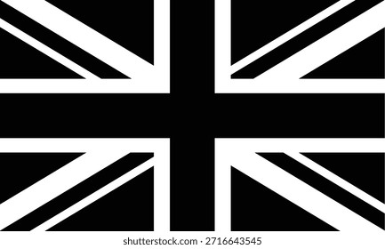 Monochrome graphic pattern resembling the British Union Jack flag Dynamic black and white lines create a modern, abstract geometric design