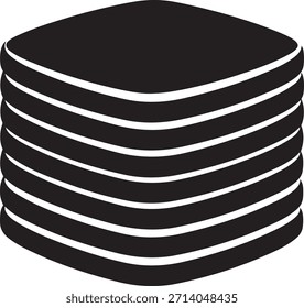 Gráfico monocromo de capas hexagonales apiladas con bordes redondeados y contornos blancos que crean una forma abstracta oscura.