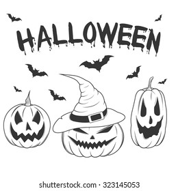 Monochrome graphics halloween pumpking set 