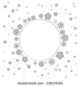 monochrome gray lace flowers on white background. greeting card