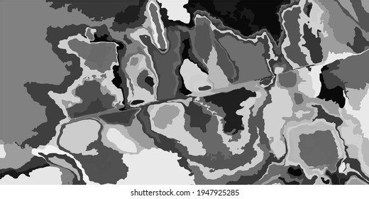 Monochrome Gray Metallic Simple Dirty Art. Silver Landscape Grey Trendy Aquarelle Fabric. Details Shadows Dyed Vector Print. Cloudy Retro Foggy Watercolor Brush Stroke. Soft Gray.