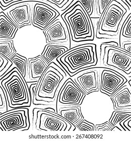 Monochrome Greek pattern of circles, seamless vector background.