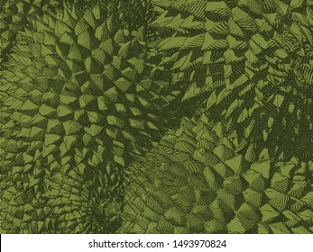 Monochrome green engraving drawing durian the king of fruit background pattern illustration with the contrast of  light and shadow