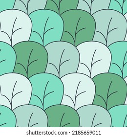 Monochrome green forest grove seamless pattern large leaves foliage for textile design