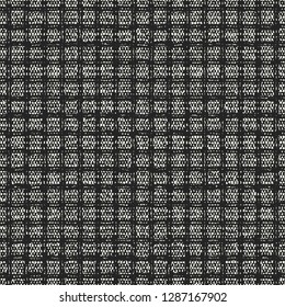 Monochrome Grid Glitched Textured Background. Seamless Pattern.