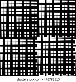 Monochrome grid / mesh with irregular lines. Repeatable geometric pattern. (Seamless)