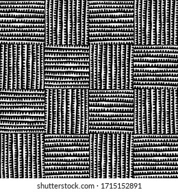 Monochrome Grunge Authentic Seamless Pattern. Brutalist vector graphics collage made with simple geometric shapes and organic textures, useful for poster art and digital print.