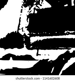 Monochrome Grunge Background. Abstract Black and White Texture with Scratched Lines, Spots, Blobs for Web Application. Modern Vector Halftone Texture, Monochrome Grunge Pattern for your Design. 
