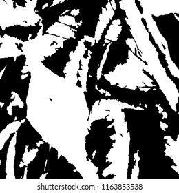 Monochrome Grunge Background. Abstract Black and White Texture with Scratched Lines, Spots and Blobs for Print, Card, Banner. Retro Rough Halftone Pattern with Different Elements.