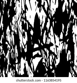 Monochrome Grunge Background. Abstract Black and White Texture with Scratched Lines, Spots and Blobs for Web Applications, Wallpaper, Print. Vintage Rough Halftone Background with Different Elements.