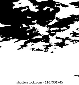 Monochrome Grunge Background. Abstract Black and White Texture with Scratched Lines, Spots and Blobs for Print, Card, Banner. Vintage Rough Halftone Pattern with Different Elements.