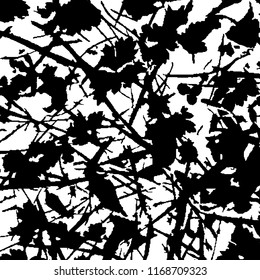 Monochrome Grunge Background. Abstract Black and White Texture with Scratched Lines, Spots and Blobs for Card, Print, Mobile Applications. Trendy Rough Halftone Pattern with Different Elements.
