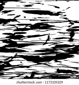 Monochrome Grunge Background. Abstract Black and White Texture with Scratched Lines, Spots and Blobs for Web Applications, Banner, Card. Retro Rough Halftone Pattern with Different Elements.