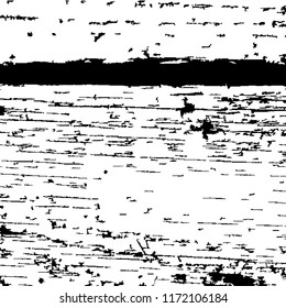 Monochrome Grunge Background. Abstract Black and White Texture with Scratched Lines, Spots and Blobs for Banner, Card, Wallpaper. Vintage Rough Halftone Background with Different Elements.