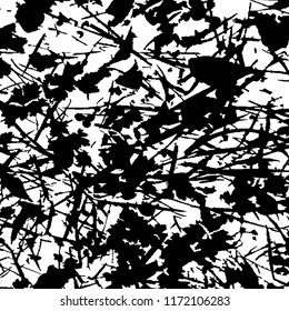 Monochrome Grunge Background. Abstract Black and White Texture with Scratched Lines, Spots and Blobs for Wallpaper, Print, Card. Vintage Rough Halftone Background with Different Elements.
