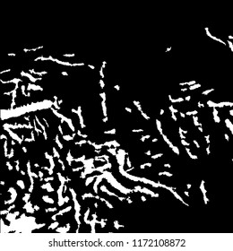Monochrome Grunge Background. Abstract Black and White Texture with Scratched Lines, Spots and Blobs for Card, Print, Mobile Applications. Modern Rough Halftone Background with Different Elements.