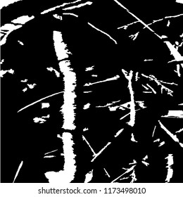 Monochrome Grunge Background. Abstract Black and White Texture with Scratched Lines, Spots and Blobs for Wallpaper, Print, Card. Vintage Rough Halftone Pattern with Different Elements.