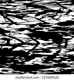 Monochrome Grunge Background. Abstract Black and White Texture with Scratched Lines, Spots and Blobs for Web Applications, Banner, Card. Vintage Rough Halftone Background with Different Elements.