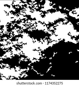 Monochrome Grunge Background. Abstract Black and White Texture with Scratched Lines, Spots and Blobs for Card, Print, Mobile Applications. Modern Rough Halftone Pattern with Different Elements.