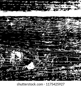 Monochrome Grunge Background. Abstract Black and White Texture with Scratched Lines, Spots and Blobs for Banner, Card, Wallpaper. Vintage Rough Halftone Background with Different Elements.