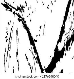 Monochrome Grunge Background. Abstract Black and White Texture with Scratched Lines, Spots and Blobs for Wallpaper, Print, Card. Vintage Rough Halftone Pattern with Different Elements.