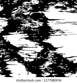 Monochrome Grunge Background. Abstract Black and White Texture with Scratched Lines, Spots and Blobs for Banner, Card, Wallpaper. Trendy Rough Halftone Background with Different Elements.