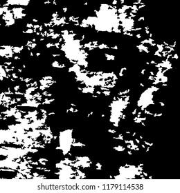 Monochrome Grunge Background. Abstract Black and White Texture with Scratched Lines, Spots and Blobs for Web Applications, Banner, Card. Vintage Rough Halftone Pattern with Different Elements.