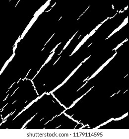 Monochrome Grunge Background. Abstract Black and White Texture with Scratched Lines, Spots and Blobs for Print, Card, Banner. Retro Rough Halftone Pattern with Different Elements.