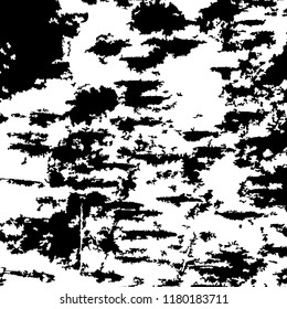Monochrome Grunge Background. Abstract Black and White Texture with Scratched Lines, Spots and Blobs for Web Applications, Wallpaper, Print. Retro Rough Halftone Pattern with Different Elements.