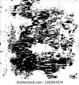 Monochrome Grunge Background. Abstract Black and White Texture with Scratched Lines, Spots and Blobs for Print, Card, Banner. Modern Rough Halftone Background with Different Elements.