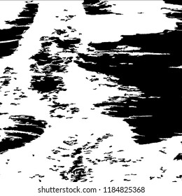 Monochrome Grunge Background. Abstract Black and White Texture with Scratched Lines, Spots and Blobs for Web Applications, Wallpaper, Print. Modern Rough Halftone Background with Different Elements.