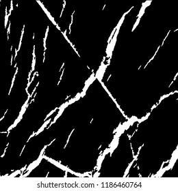 Monochrome Grunge Background. Abstract Black and White Texture with Scratched Lines, Spots and Blobs for Wallpaper, Print, Card. Trendy Rough Halftone Background with Different Elements.