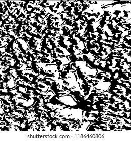 Monochrome Grunge Background. Abstract Black and White Texture with Scratched Lines, Spots and Blobs for Web Applications, Banner, Card. Trendy Rough Halftone Background with Different Elements.