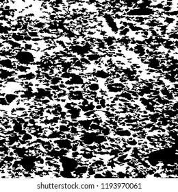 Monochrome Grunge Background. Abstract Black and White Texture with Scratched Lines, Spots and Blobs for Web Applications, Banner, Card. Retro Rough Halftone Pattern with Different Elements.