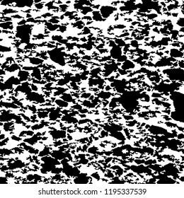 Monochrome Grunge Background. Abstract Black and White Texture with Scratched Lines, Spots and Blobs for Wallpaper, Print, Card. Retro Rough Halftone Pattern with Different Elements.