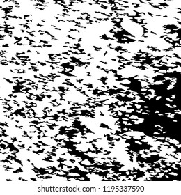 Monochrome Grunge Background. Abstract Black and White Texture with Scratched Lines, Spots and Blobs for Wallpaper, Print, Card. Trendy Rough Halftone Pattern with Different Elements.
