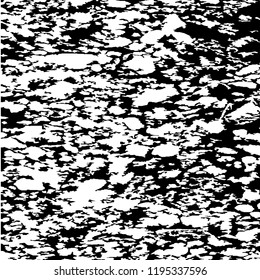 Monochrome Grunge Background. Abstract Black and White Texture with Scratched Lines, Spots and Blobs for Banner, Card, Wallpaper. Trendy Rough Halftone Pattern with Different Elements.