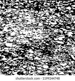 Monochrome Grunge Background. Abstract Black and White Texture with Scratched Lines, Spots and Blobs for Web Applications, Wallpaper, Print. Retro Rough Halftone Background with Different Elements.