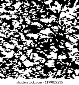 Monochrome Grunge Background. Abstract Black and White Texture with Scratched Lines, Spots and Blobs for Wallpaper, Print, Card. Trendy Rough Halftone Background with Different Elements.