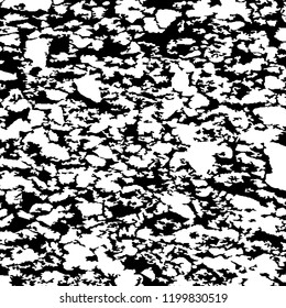 Monochrome Grunge Background. Abstract Black and White Texture with Scratched Lines, Spots and Blobs for Print, Card, Banner. Modern Rough Halftone Pattern with Different Elements.