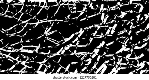 Monochrome Grunge Background. Abstract Black and White Texture with Scratched Lines, Spots and Blobs for Card, Print, Mobile Applications. Modern Rough Halftone Pattern with Different Elements.