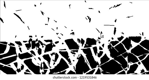 Monochrome Grunge Background. Abstract Black and White Texture with Scratched Lines, Spots and Blobs for Print, Card, Banner. Vintage Rough Halftone Background with Different Elements.